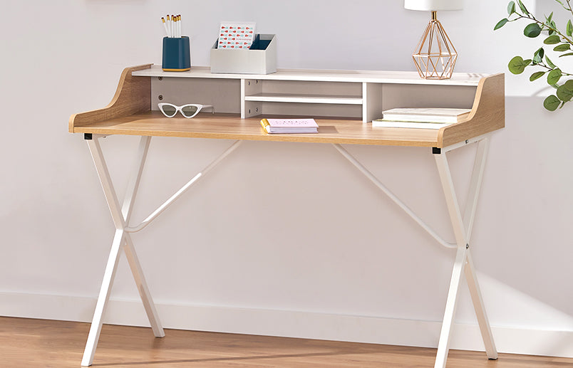 Modern Wood Desk with Metal Frame