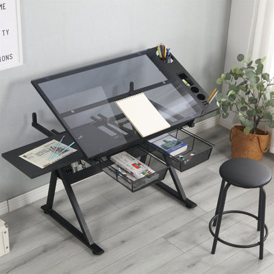 Adjustable Drafting Desk Black