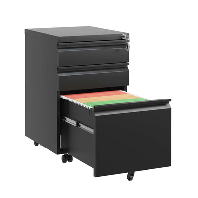 Anti-Tilt Mobile File Cabinet - Lockable Drawers