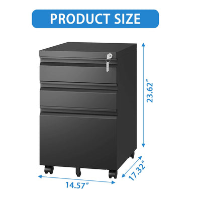 Anti-Tilt Mobile File Cabinet - Lockable Drawers