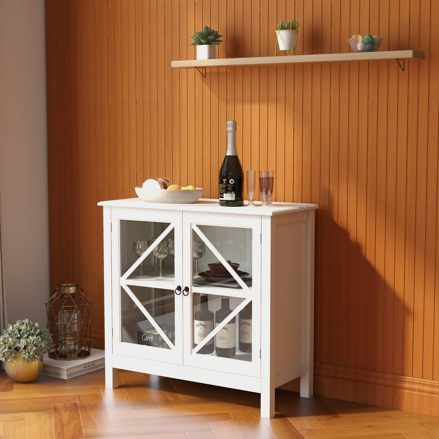 Chic Glass-Front Cabinet