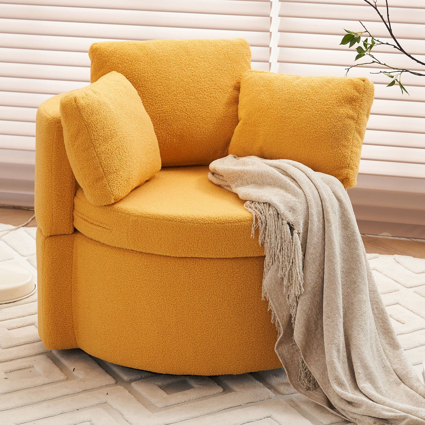 Cozy Round Storage Chair Yellow