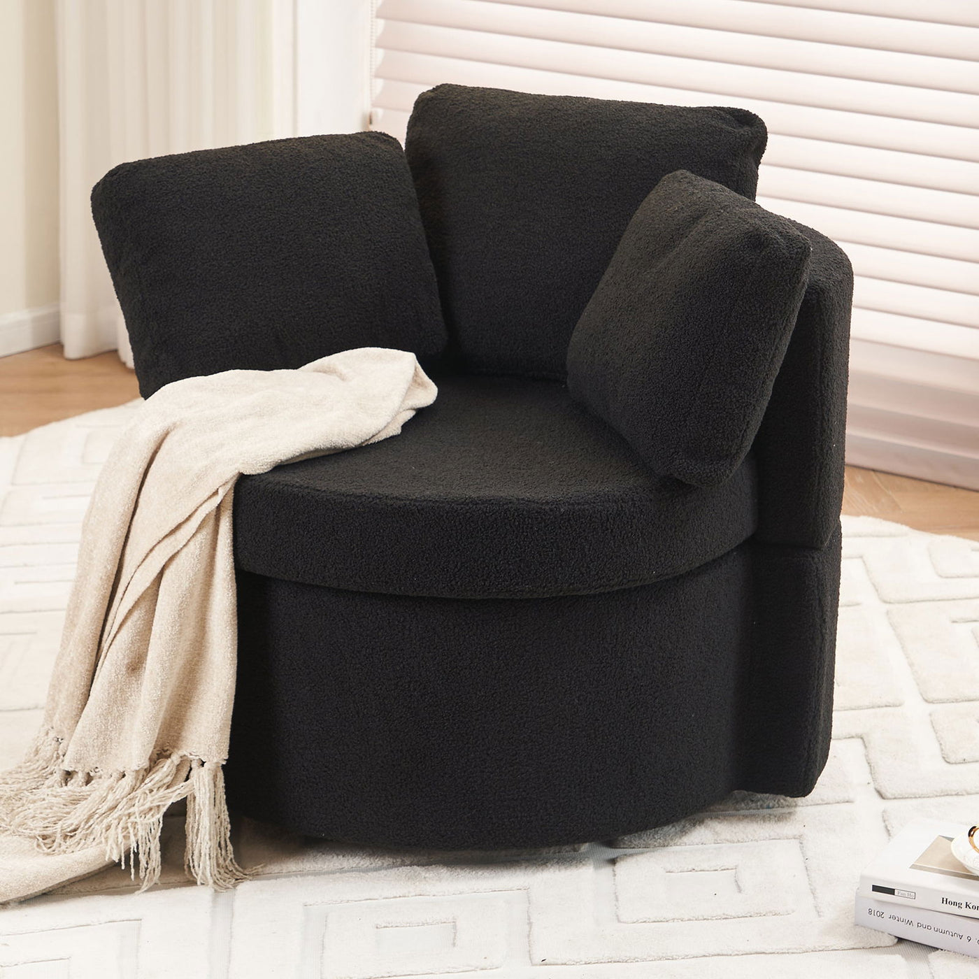 Cozy Round Storage Chair Black