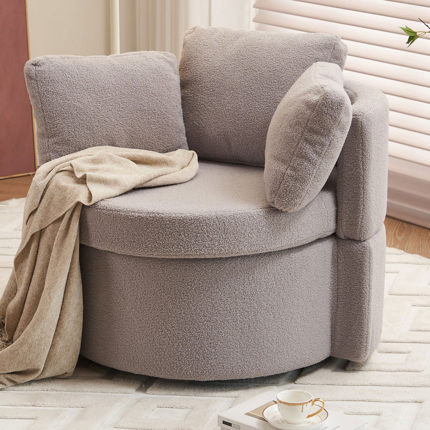 Cozy Round Storage Chair Gray