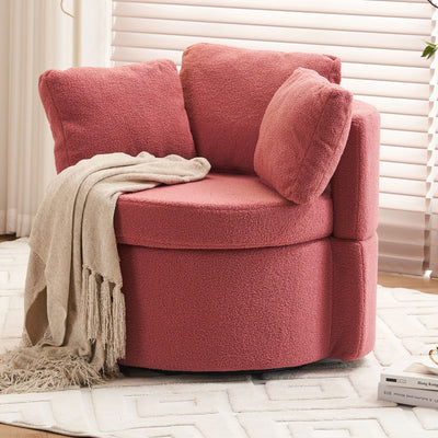 Cozy Round Storage Chair Red