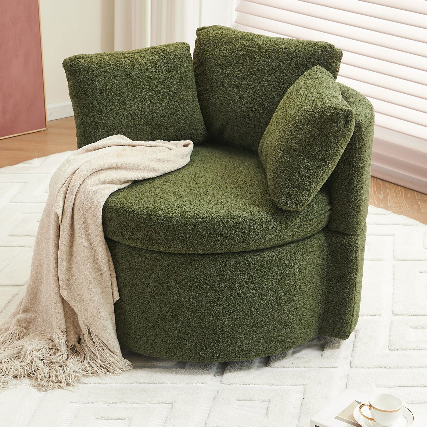 Cozy Round Storage Chair Green