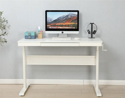 Logicfox Hand Crank Standing Desk White MDF