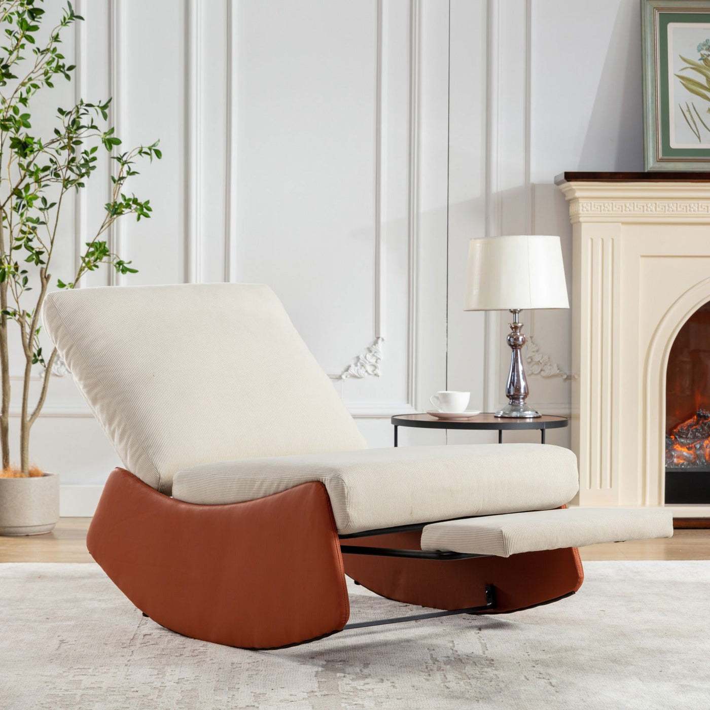 Modern Rocking Chair with Footrest