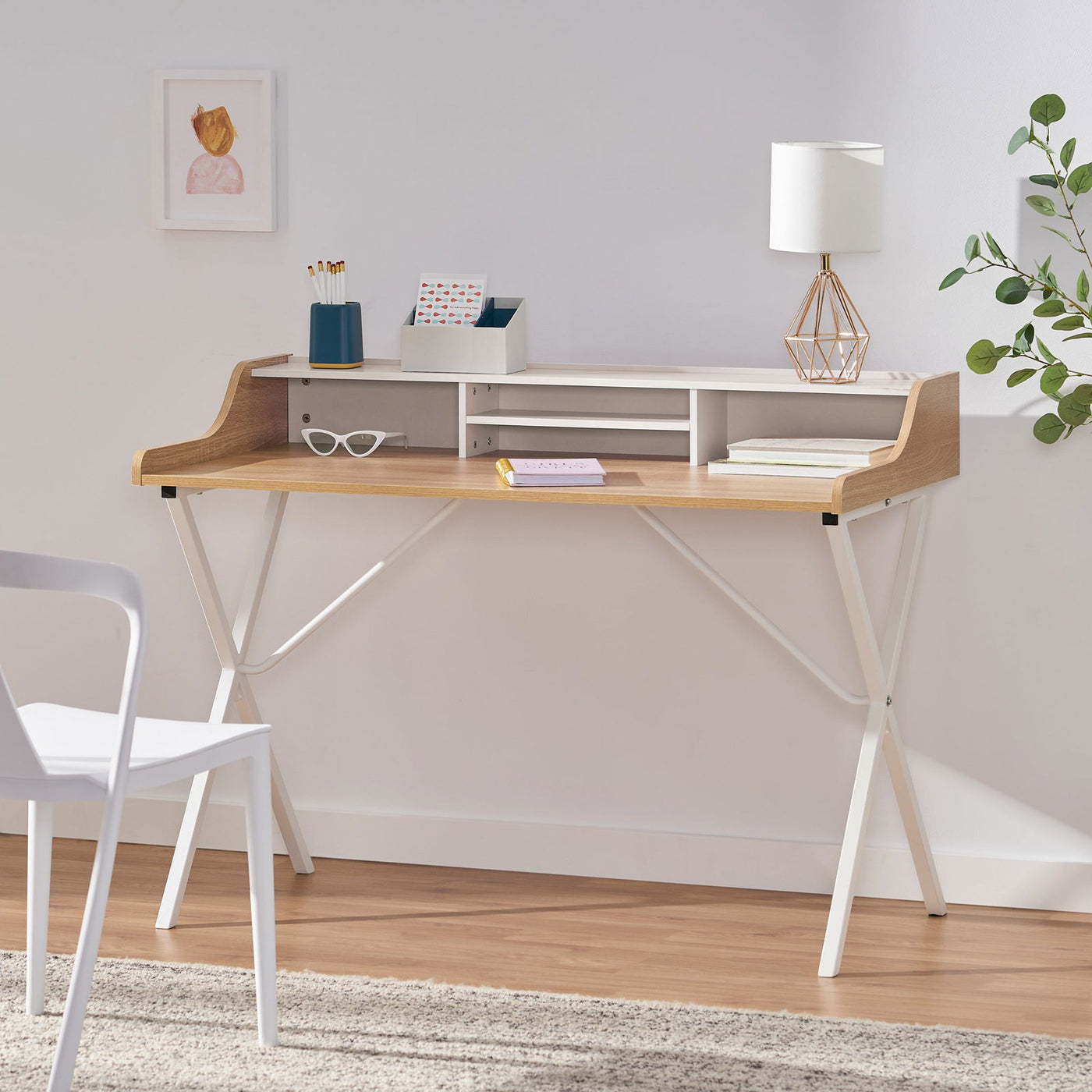 Modern Wood Desk with Metal Frame