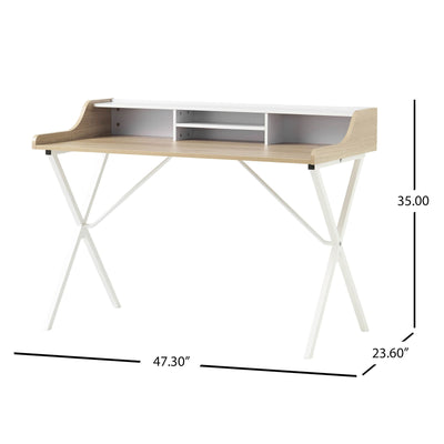 Modern Wood Desk with Metal Frame