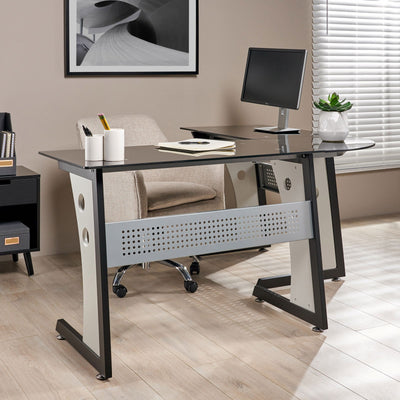 Sleek U-Shaped Desk Gray