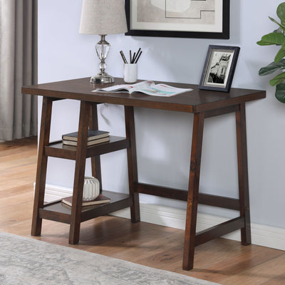 Sleek Workspace Desk with Shelving Espresso