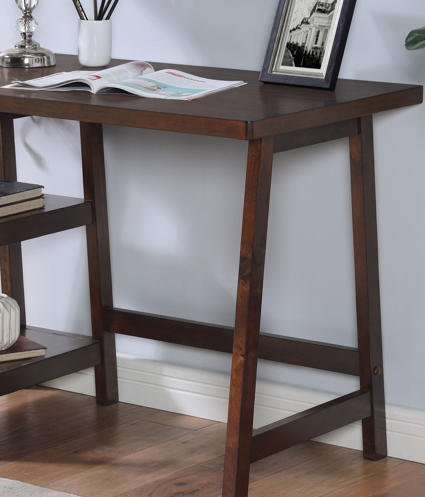 Sleek Workspace Desk with Shelving