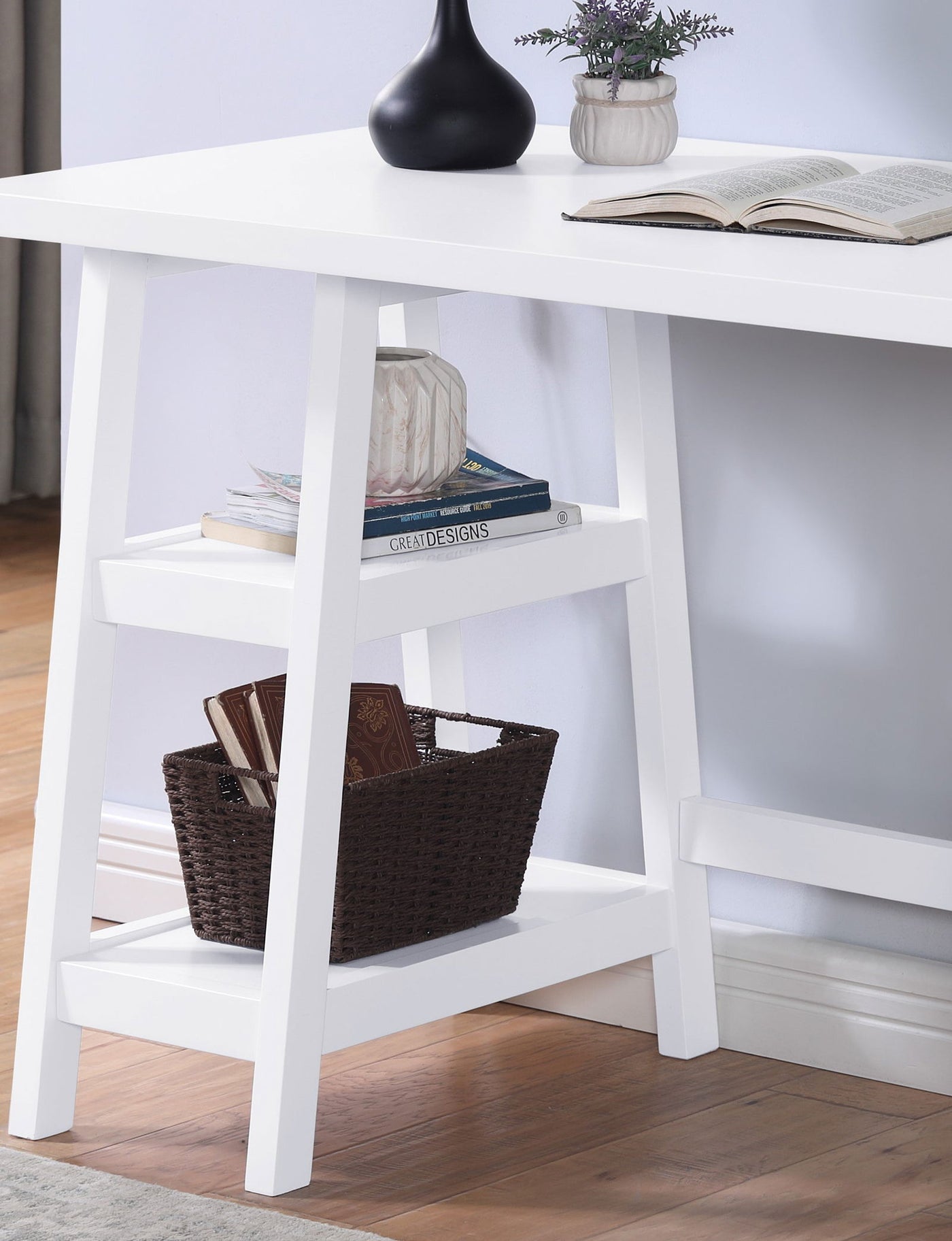 Sleek Workspace Desk with Shelving