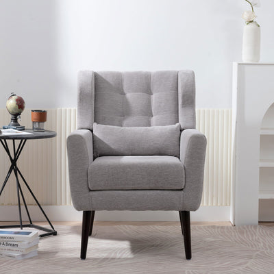 Solid Wood Upholstered Armchair with Pillow