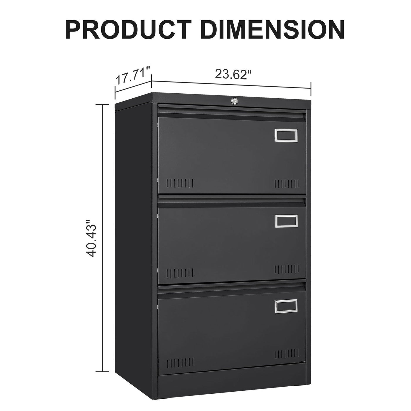 Spacious 3-Drawer Lockable File Cabinet - Dual File Bars