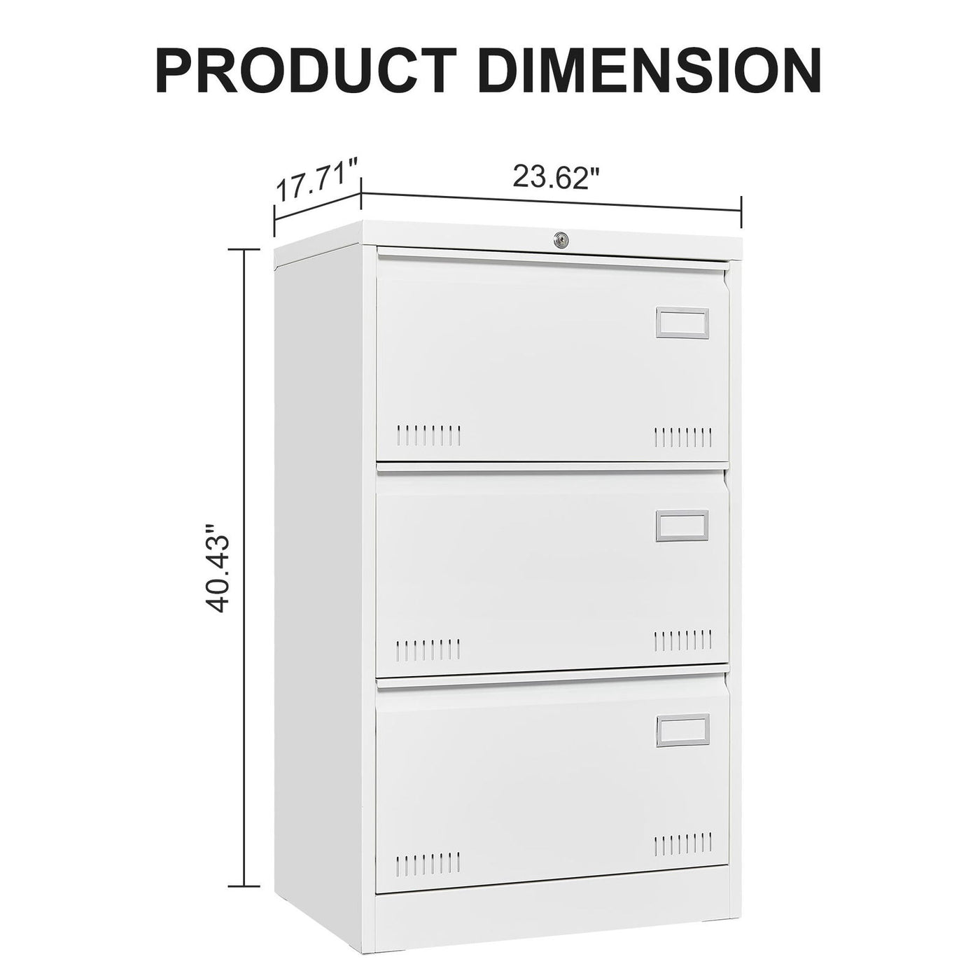 Spacious 3-Drawer Lockable File Cabinet - Dual File Bars