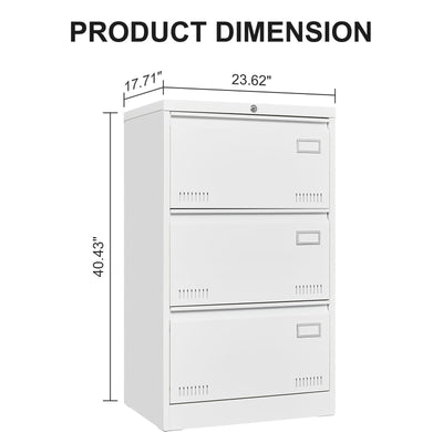 Spacious 3-Drawer Lockable File Cabinet - Dual File Bars