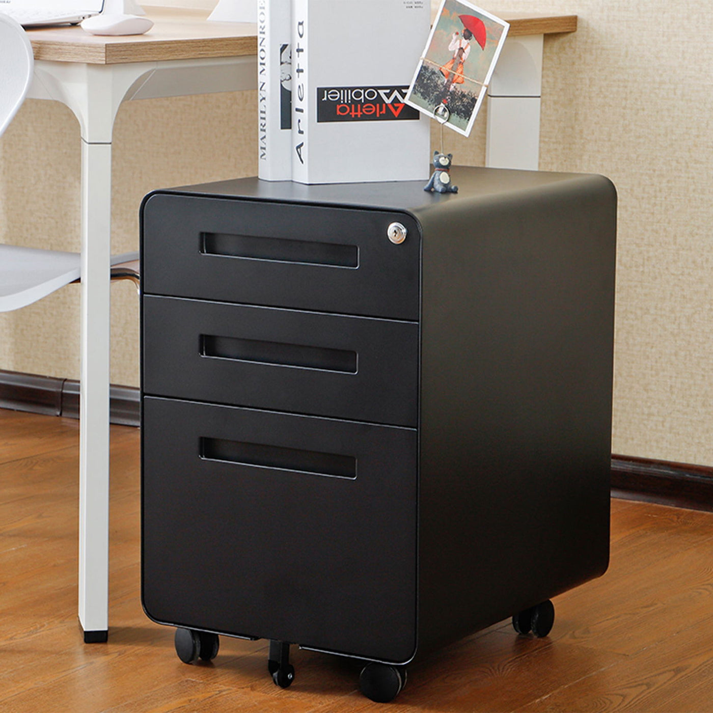 Stylish Black Mobile File Cabinet