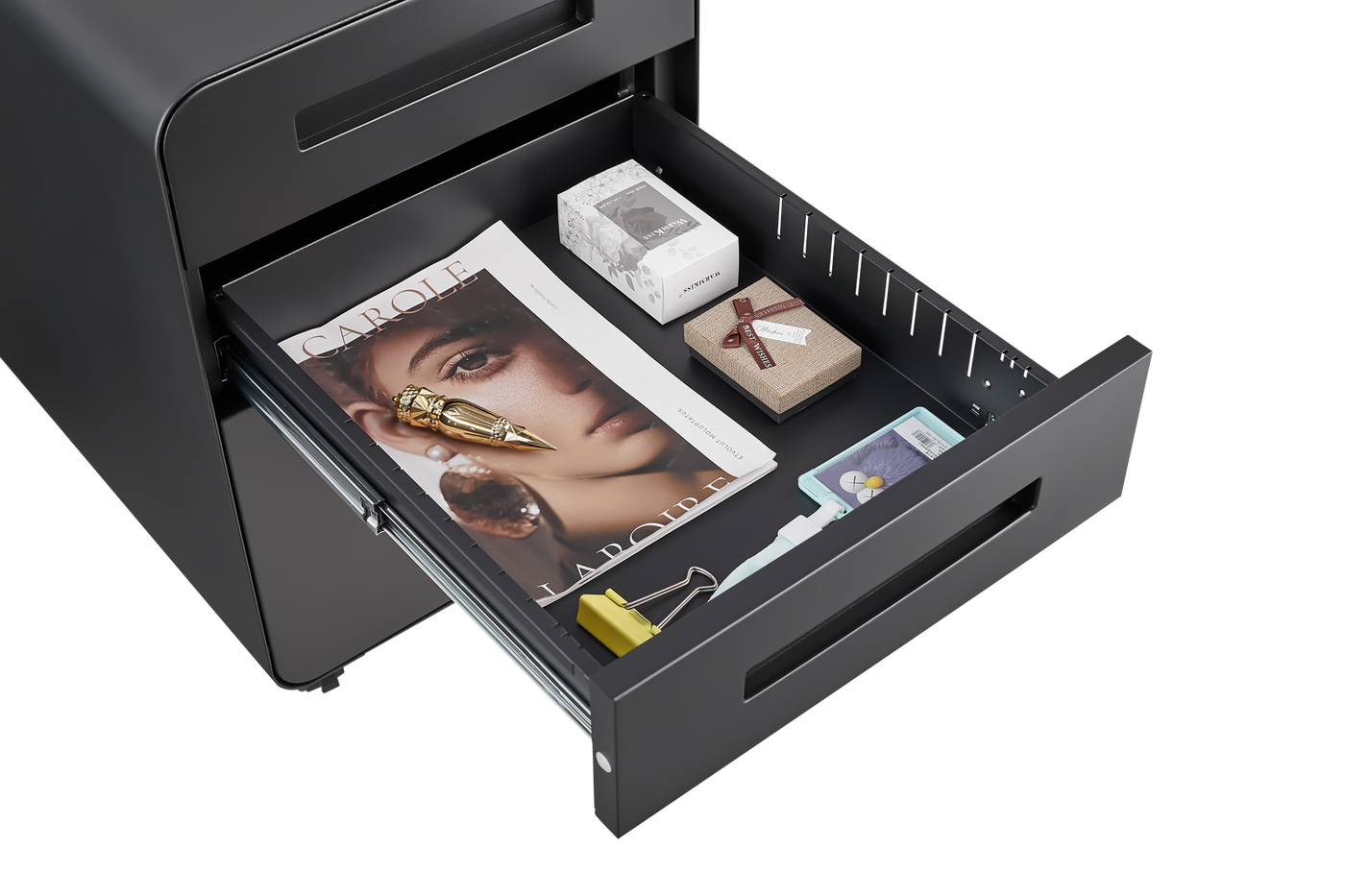 Stylish Black Mobile File Cabinet