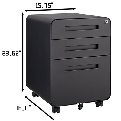 Stylish Black Mobile File Cabinet