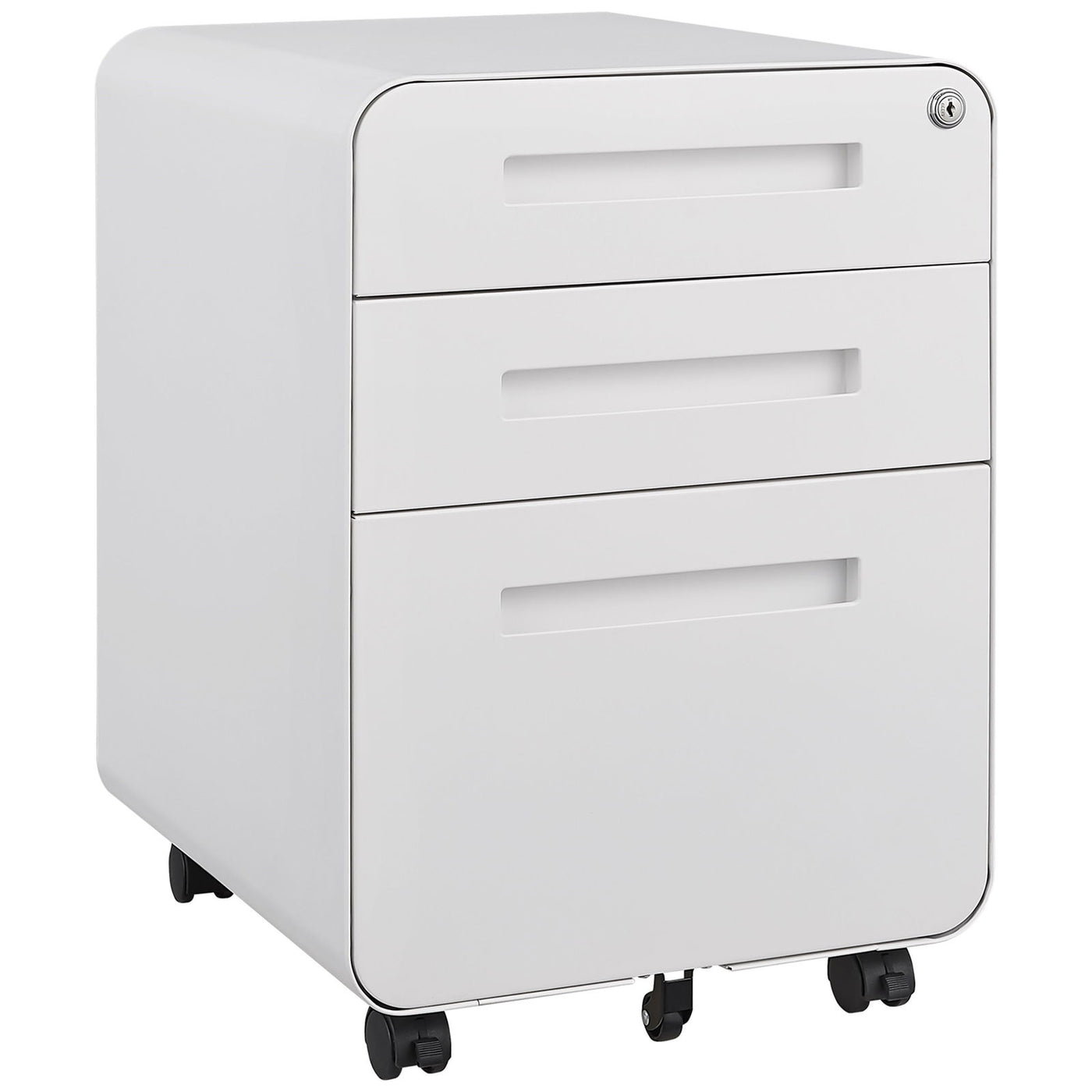 Stylish Black Mobile File Cabinet White